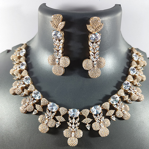 Stylish Golden Artificial Necklace Set