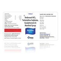 Ambroxol Hydrochloride, Terbutaline, Guaphenesin, Menthol Syrup