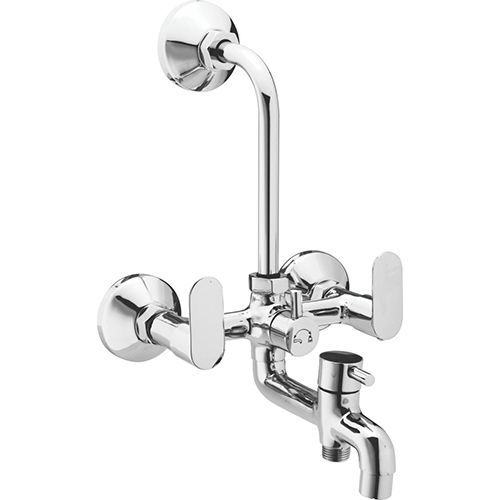 Silver 3 In 1 Wall Mixer With L-Bend