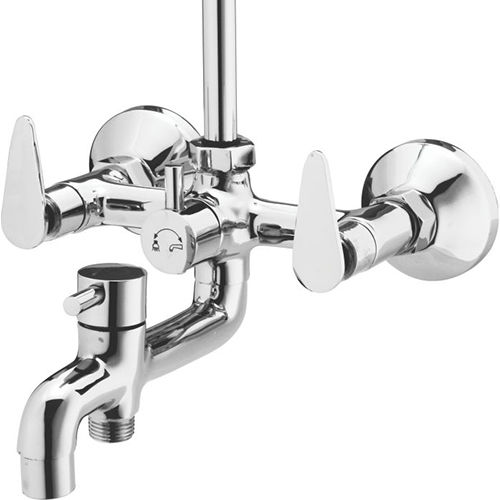 Silver 3 In 1 Wall Mixer With L-Bend