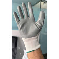 Pu Industrial Safety Gloves - Pu Fabric, Full Finger Style | Breathable, Water-proof, Plain Pattern For Industrial Use