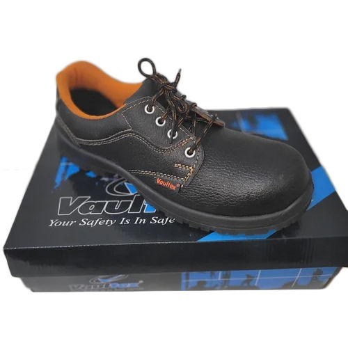 Black Vaultex Leather Safety Shoes