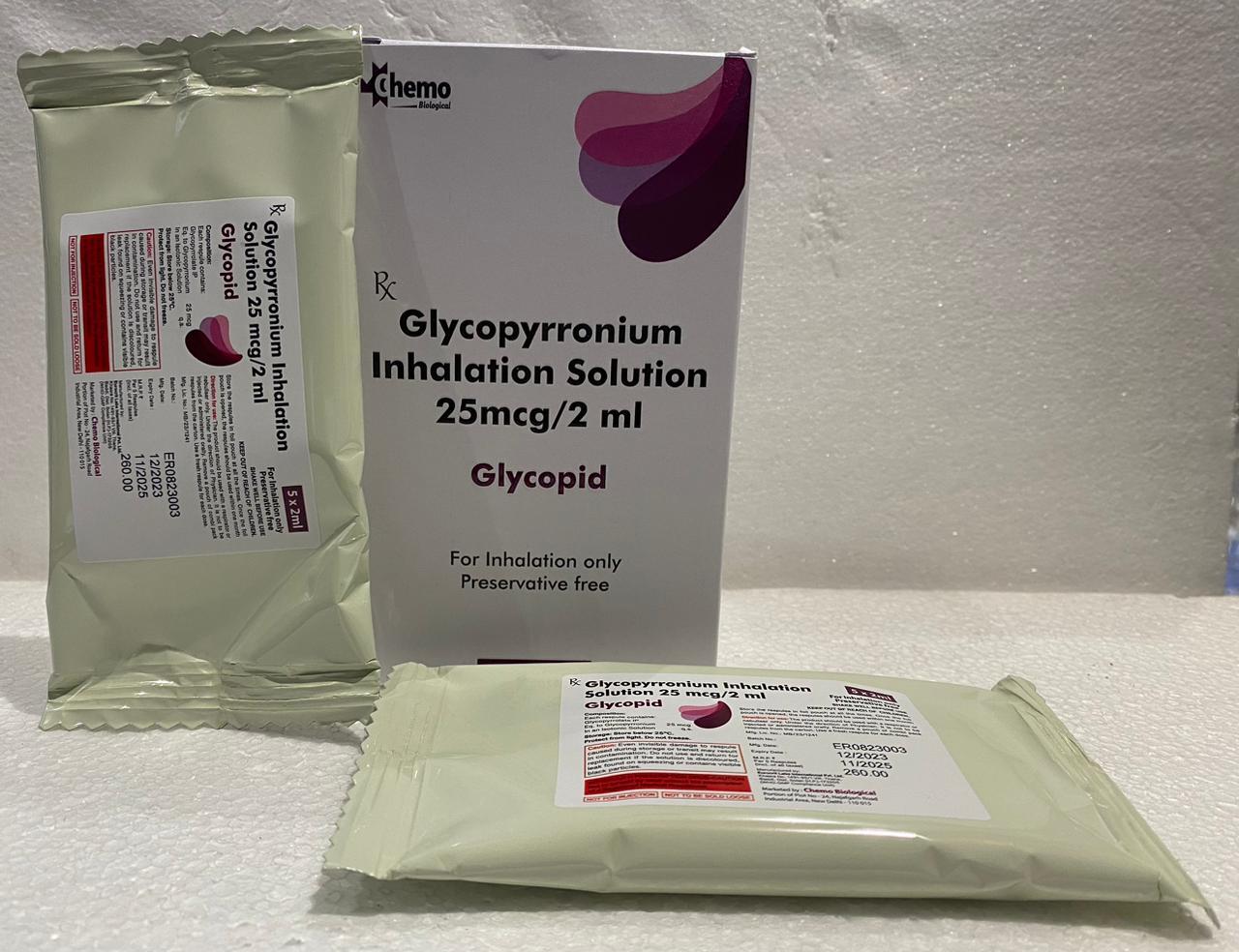 Glycopyrronium inhalation solution 25 mcg