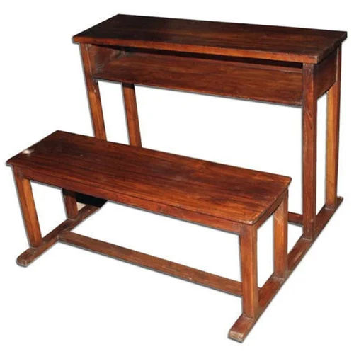 School Wooden Dual Desk Bench