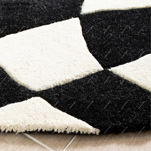 Designer Black And White 3D Illusion Pattern Rug Design: Modern