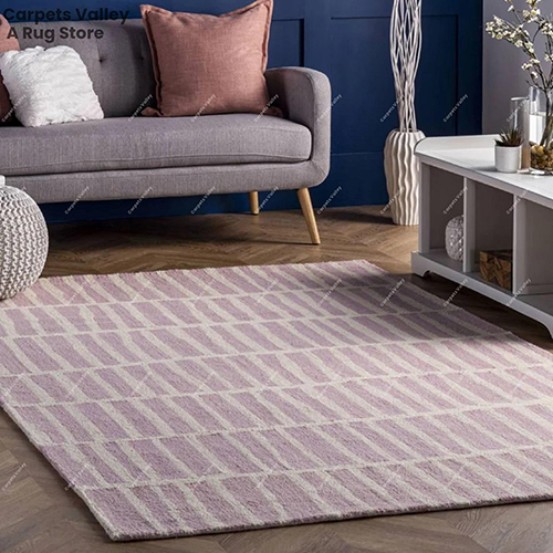 Irregular Parallel Bars Pink Floor Loop Rug