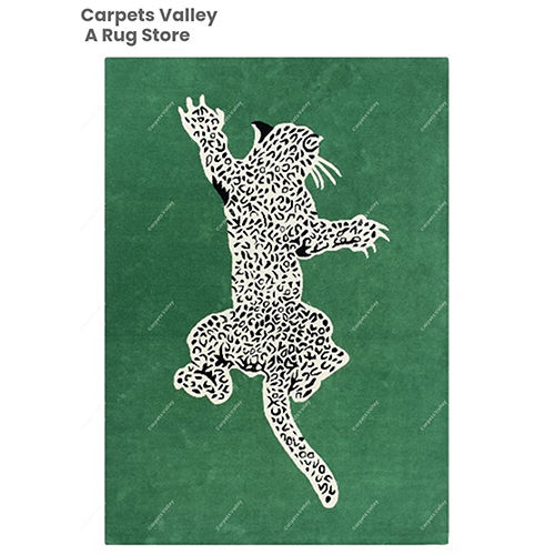 Green Climbing Leopard Floor Rug