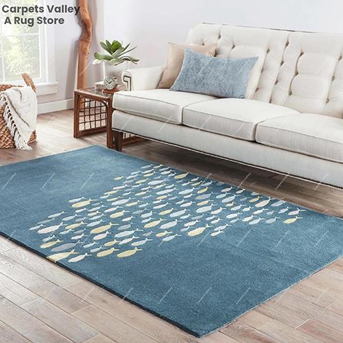 Blue Coastal Fish Rug
