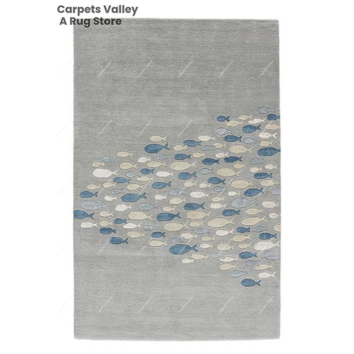 Multicolor Grey Coastal Fish Floor Rug