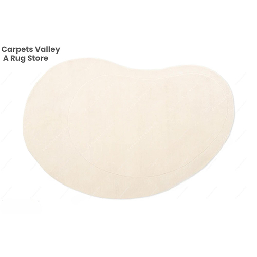 White Ovel Shape Floor Rug