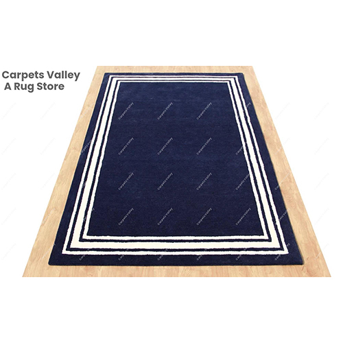 Navy Blue Plane Border Floor Rug