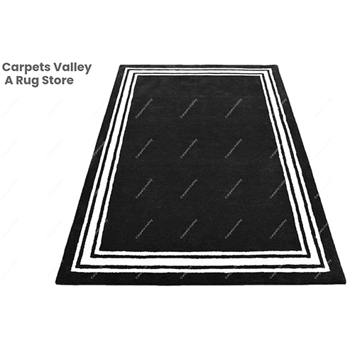 Black Border Plain Floor Rug