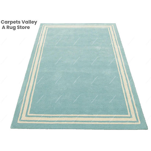 Aqua Blue Plain Border Floor Rug