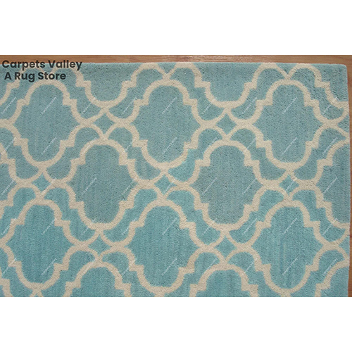 Aqua Blue Ryana Scroll Tile Floor Rug
