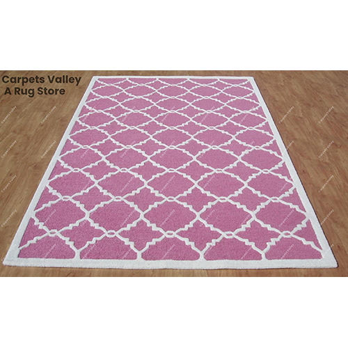 Lattice Trellis Modern Pink Loop And Cut Rug