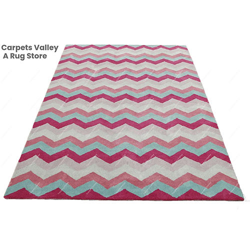 Multicolor Kids Multi Pink Zig-zag Chevron Rug