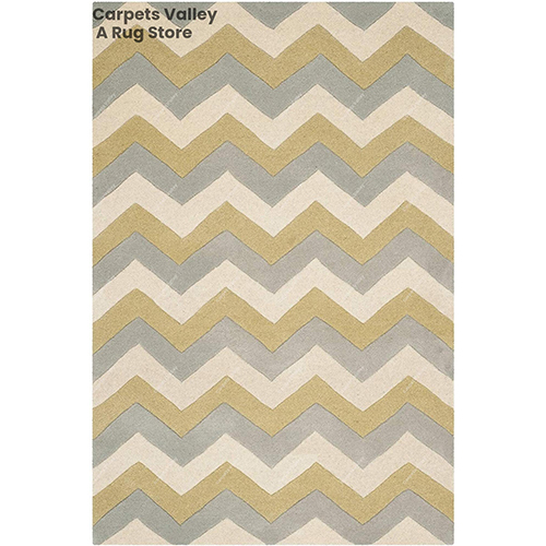 Zig-Zag Green And Grey Chevron Rug