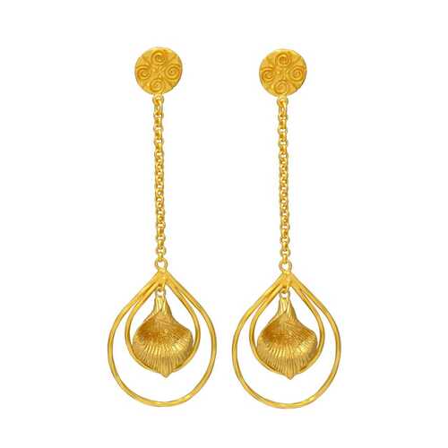 Blooming Flower Gold Plated Dangle Earrings