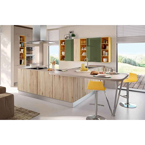 Residential Italian Shaped Modular Kitchen