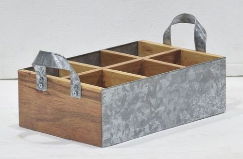 13 Inch Wooden Cutlery Holder With Galvanised Sheet