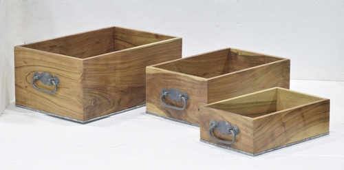 Set of 3 Wooden Cutlery Tray With Natural Finish