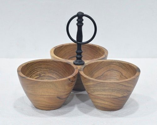 Set of 3 Condiment Wooden Cutlery Holder