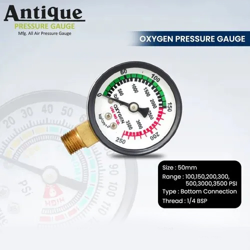 Antique Oxygen Pressure Gauge