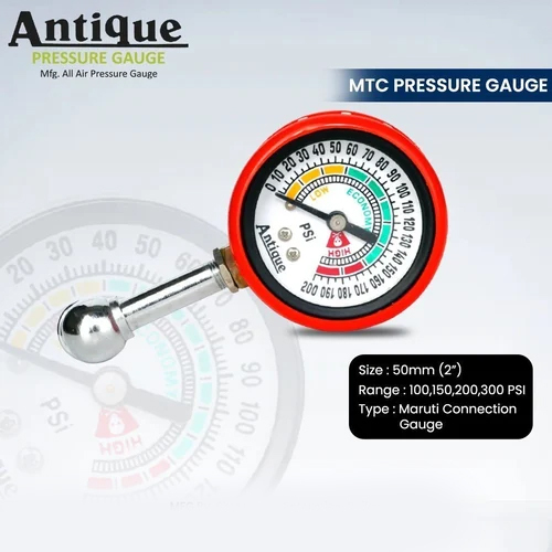 Antique Compression Pressure Gauge For Gas