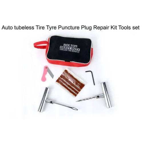 Auto Tubeless Tire Tyre Puncture Plug Repair Kit Tool Set Warranty: Yes