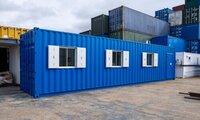 Prefabricated Office Container - Steel Material, 20-40 Ft Length, 8.5 Ft Height, Blue Color | Single Steel Door, Sliding Windows, Versatile Use
