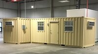 Prefabricated Warehouse - Steel Material, 20+ Year Life Span , Beige Color, One Swing Door, Four Sliding Windows, Welded Or Bolted Connection