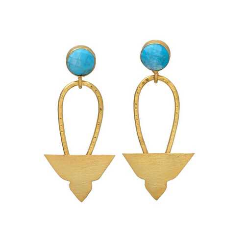 Golden and Turquoise Triangle Earrings
