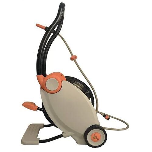 Grey Automatic Rewind Garden Hose Reel With Cart