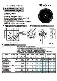 High Efficiency & Large Airflow 225x99mm Industrial DC Centrifugal Fan for 3D Printers, HVAC Systems, Medical Devices