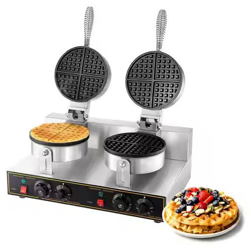 Stainless Steel Round Double Waffle Maker