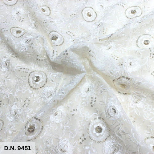 Sparkling Chain Stitch Sequin Embroidery Fabric - Color: Multicolor