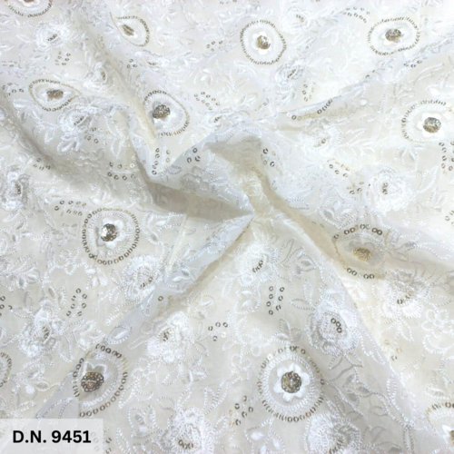 Sparkling Chain Stitch Sequin Embroidery Fabric