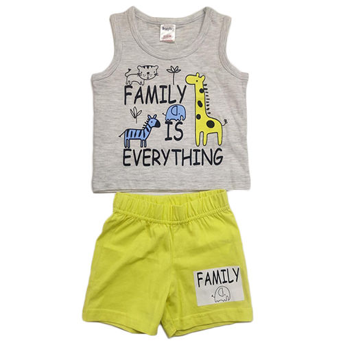 Different Available Boys Round Neck Printed Tee And Shorts Set