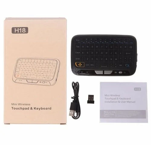 Black H18 Air Mouse Full Touchpad 2.4Ghz Wireless Keyboard