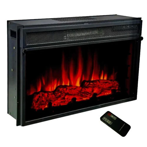 Black Steel Electric Fireplace