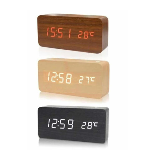 Rectangular Wooden Digital Table Clock