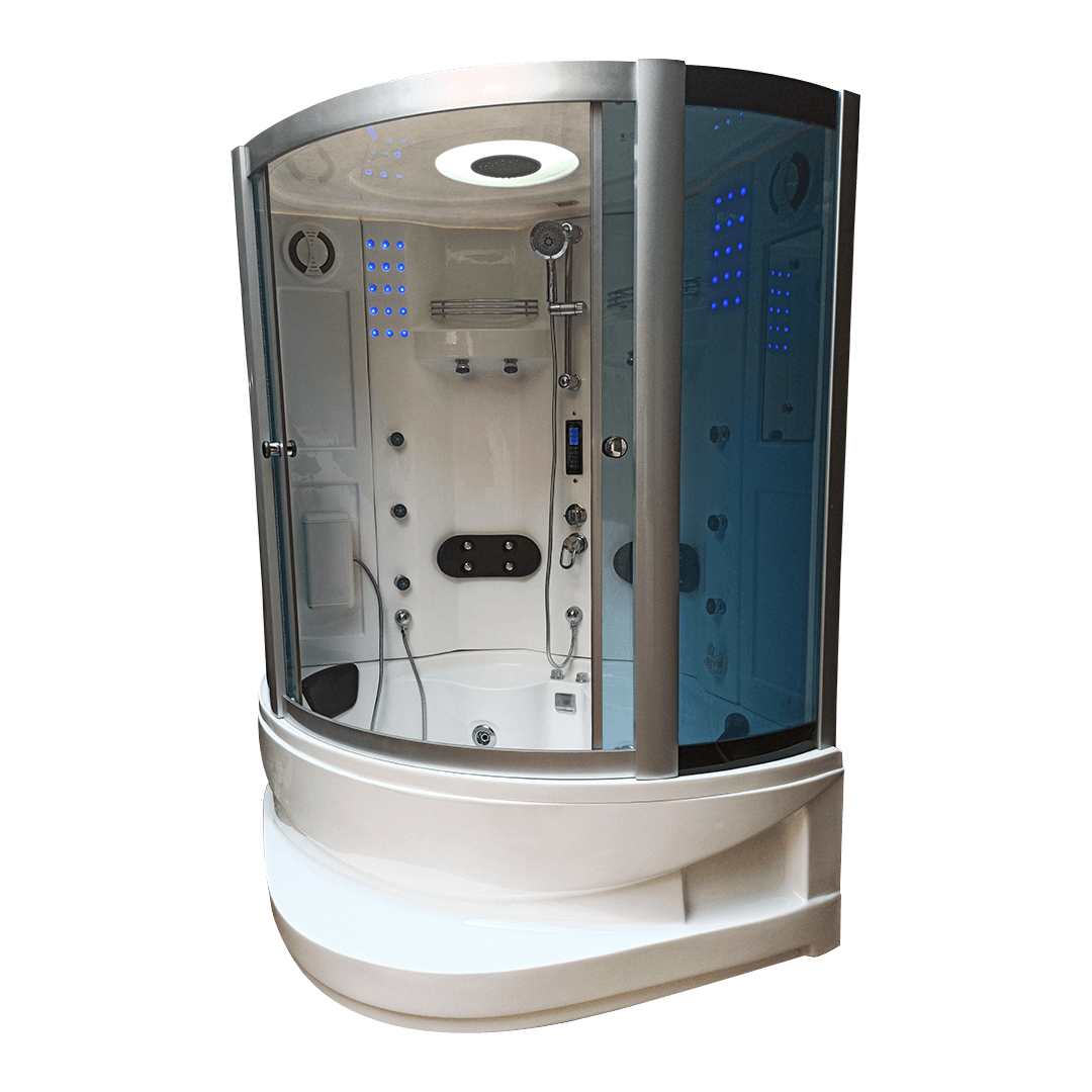 Vanity 4.5 ft Corner Steam Shower Cabin with Bathtub