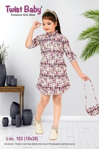 Printed Frock - Lightweight Cotton Blend , Vibrant Summer Prints for Girls