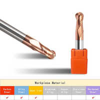 18300 2flute Ballnose Copper 55hrc Ticn Coated