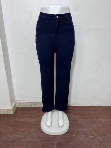 M Moddy 613C-Blue Single Button Straight Fit Dark Blue Women Jeans