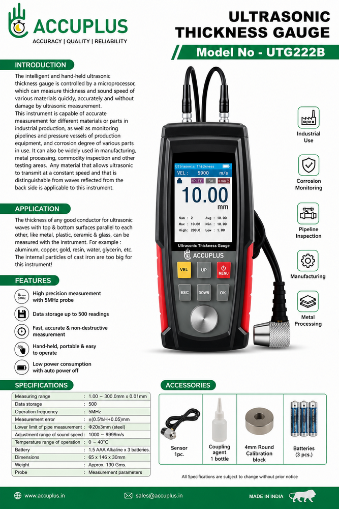 Ultrasonic Thickness Gauge Utg222B - Accuracy: A A (1%H+0.1Mm)