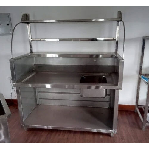 Stainless Steel Juice Display Counter With Sink