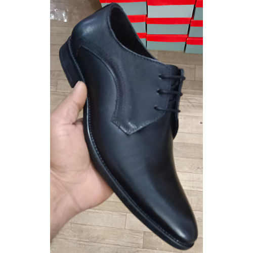 Any Season Mens Dark Black Leather Shoes