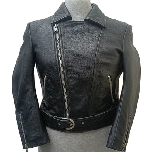 Black Jiw 106 Biker Leather Jacket