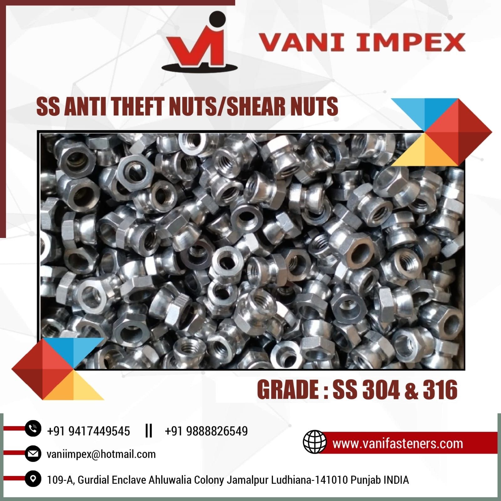 SS 304 Anti-Theft Nuts/Shear Nut